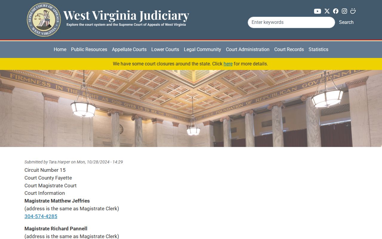 Fayette County criminal case records magistrate contacts
