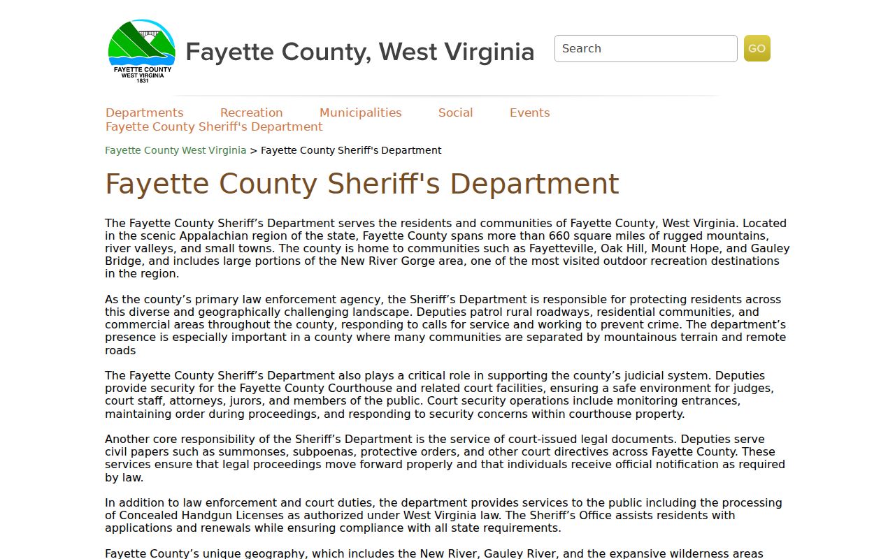 Fayette County criminal records sheriff department source
